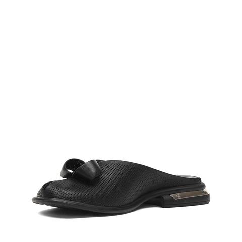 Kadın Siyah Önü Kapalı Deri Terlik