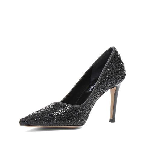 Kadın Siyah Parlak İnce Topuklu Stiletto