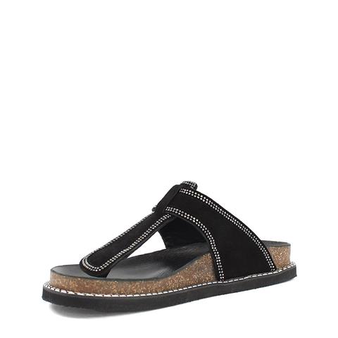 Kadın Siyah Parmak Arası Süet Deri Terlik