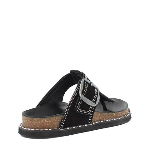 Kadın Siyah Parmak Arası Süet Deri Terlik