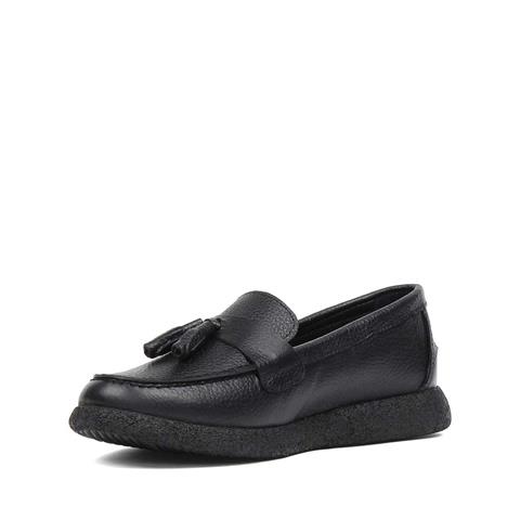 Kadın Siyah Püsküllü Deri Ayakkabı