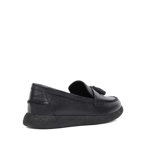 Kadın Siyah Püsküllü Deri Ayakkabı