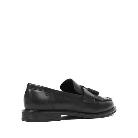 Kadın Siyah Püsküllü Deri Loafer