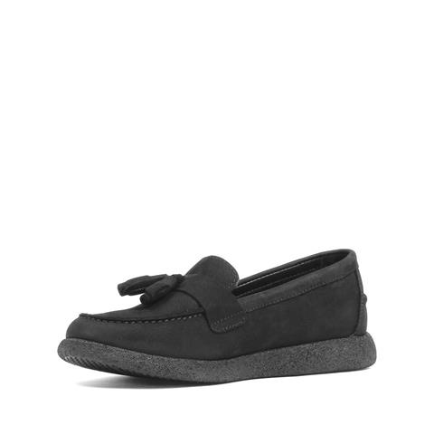 Kadın Siyah Püsküllü Nubuk Deri Ayakkabı