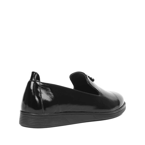 Kadın Siyah Rugan Deri Ayakkabı