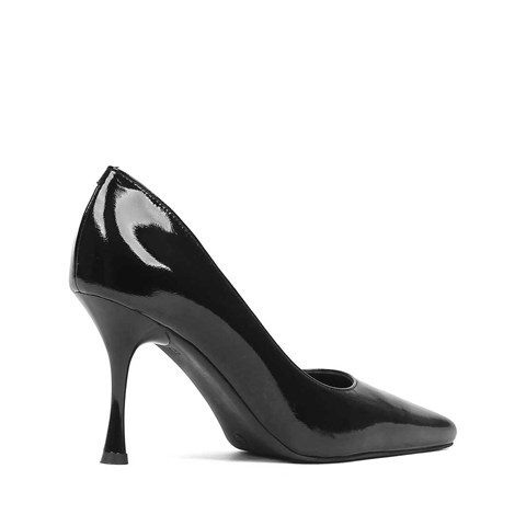 Kadın Siyah Rugan Deri Stiletto