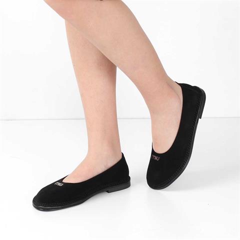 Kadın Siyah Süet Deri Ayakkabı