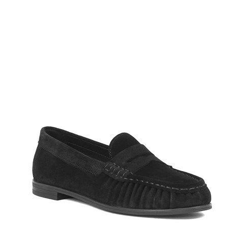 Kadın Siyah Süet Deri Loafer