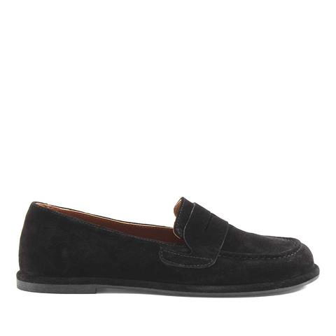 Kadın Siyah Süet Deri Loafer