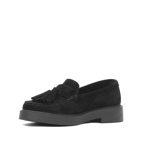 Kadın Siyah Süet Deri Loafer