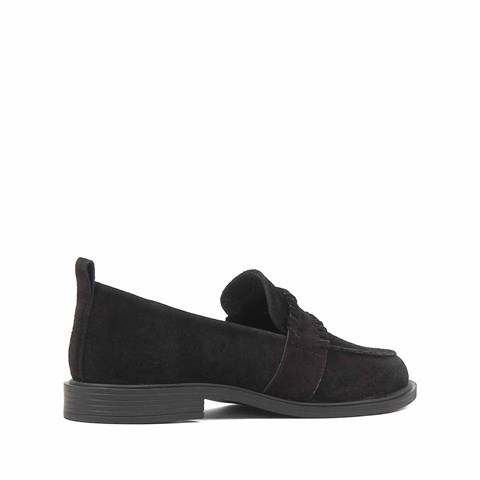 Kadın Siyah Süet Deri Loafer