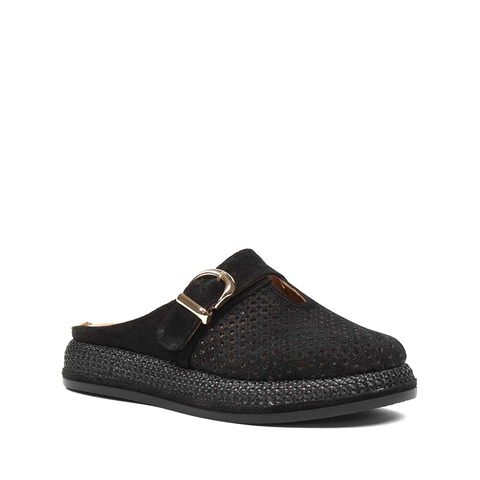 Kadın Siyah Süet Deri Terlik