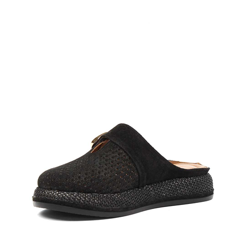 Kadın Siyah Süet Deri Terlik