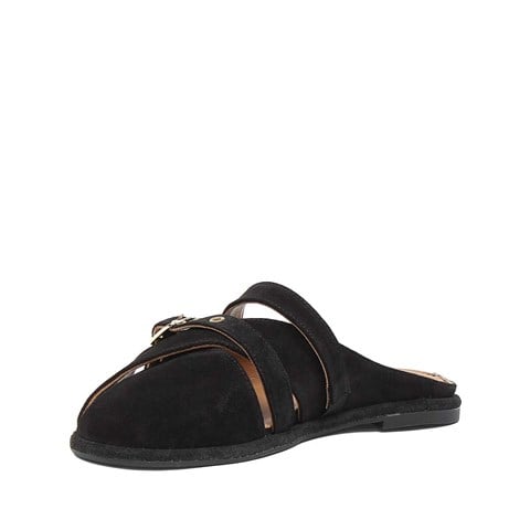 Kadın Siyah Süet Deri Terlik