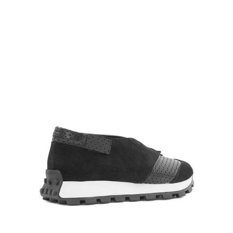 Kadın Siyah Süet Siyah Deri Sneaker