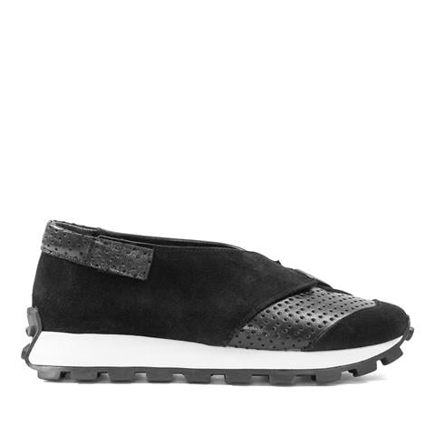 Kadın Siyah Süet Siyah Deri Sneaker