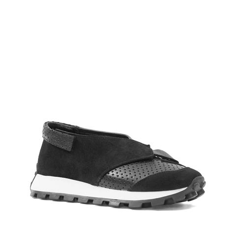 Kadın Siyah Süet Siyah Deri Sneaker