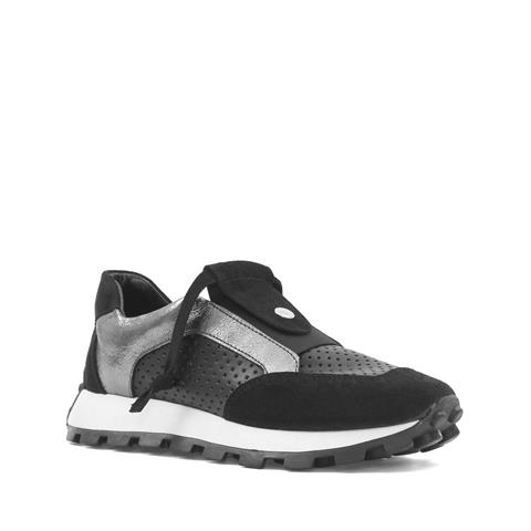 Kadın Siyah Süet Siyah Deri Sneaker