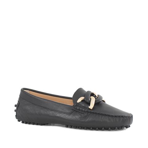 Kadın Siyah Tokalı Deri Babet