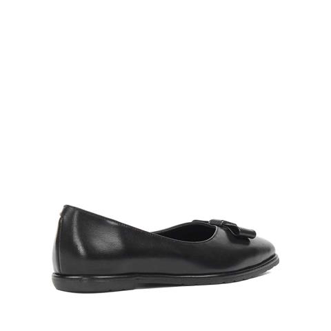 Kadın Siyah Tokalı Deri Babet