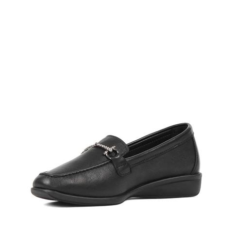 Kadın Siyah Tokalı Deri Loafer