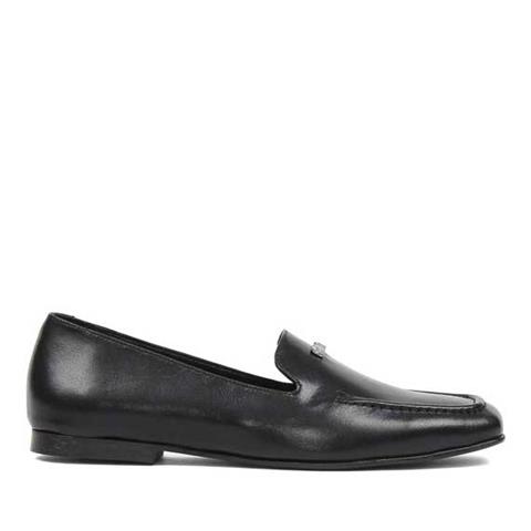 Kadın Siyah Tokalı Deri Loafer