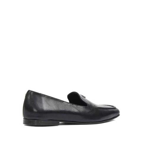 Kadın Siyah Tokalı Deri Loafer