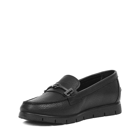 Kadın Siyah Tokalı Deri Loafer