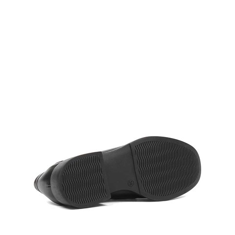 Kadın Siyah Tokalı Deri Loafer