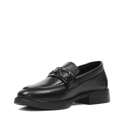 Kadın Siyah Tokalı Deri Loafer