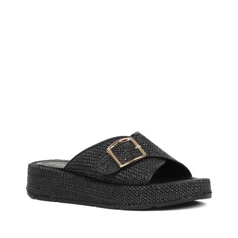 Kadın Siyah Tokalı Deri Terlik