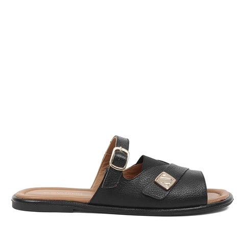 Celal Gültekin Kadın Siyah Tokalı Deri Terlik