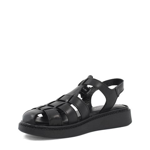 Kadın Siyah Tokalı Gladyatör Deri Sandalet