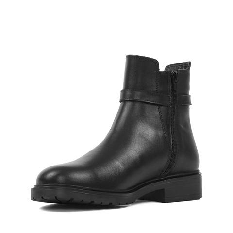 Kadın Siyah Tokalı Lastikli Deri Bot