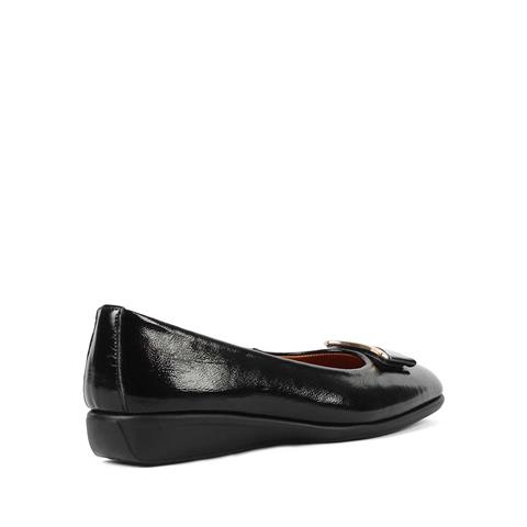 Kadın Siyah Tokalı Rugan Deri Babet