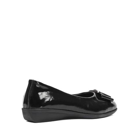 Kadın Siyah Tokalı Rugan Deri Babet