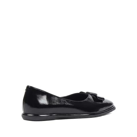 Kadın Siyah Tokalı Rugan Deri Babet