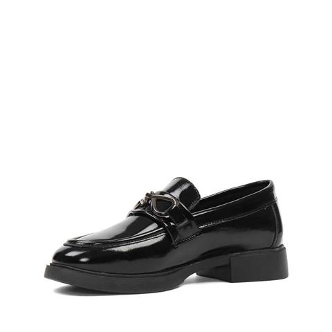 Kadın Siyah Tokalı Rugan Deri Loafer