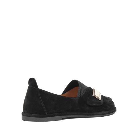 Kadın Siyah Tokalı Süet Deri Loafer