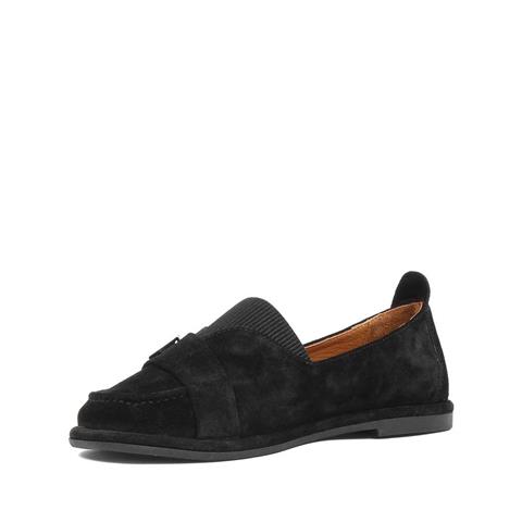 Kadın Siyah Tokalı Süet Deri Loafer