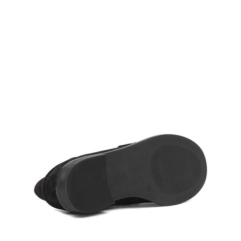 Kadın Siyah Tokalı Süet Deri Loafer