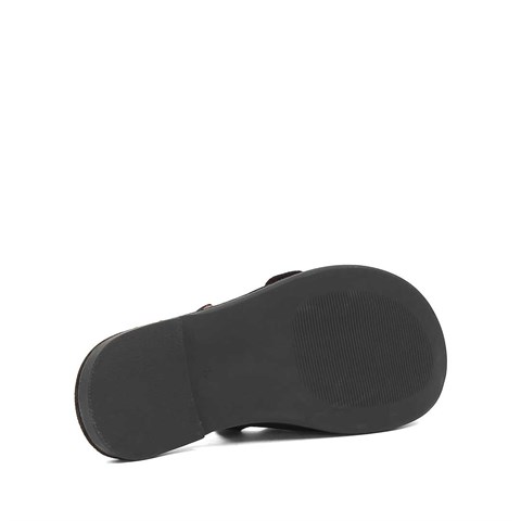 Kadın Siyah Tokalı Süet Deri Terlik