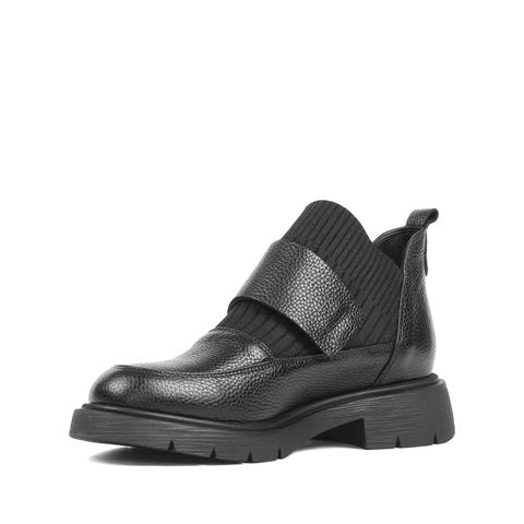 Kadın Siyah Triko Detaylı Deri Bot