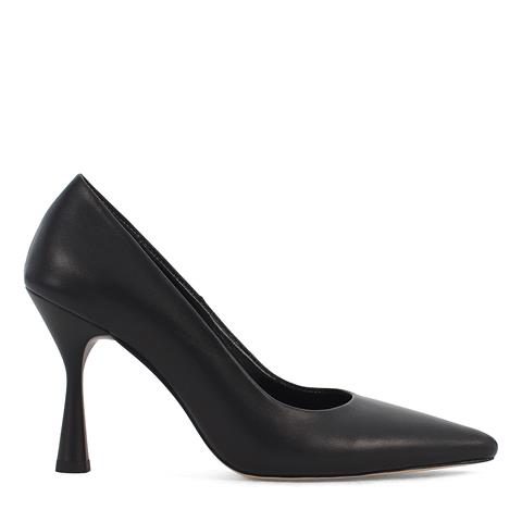 Kadın Siyah Yüksek İnce Topuklu Deri Stiletto