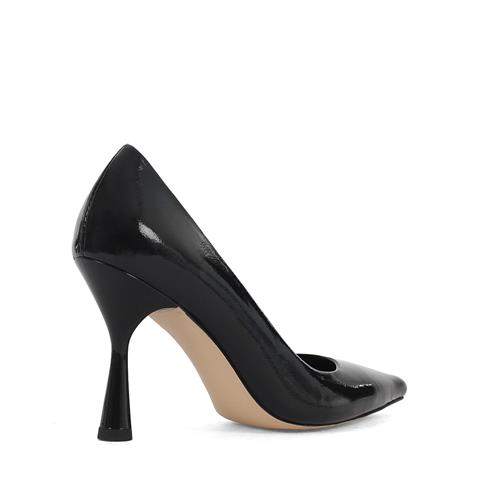 Kadın Siyah Yüksek İnce Topuklu Rugan Deri Stiletto