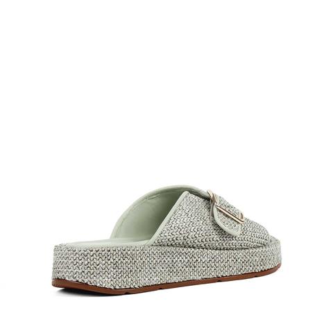 Kadın Su Yeşili Tokalı Deri Terlik