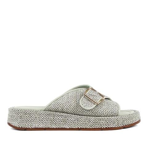 Kadın Su Yeşili Tokalı Deri Terlik