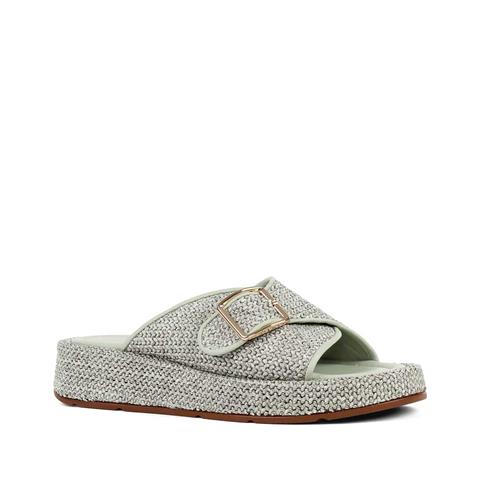 Kadın Su Yeşili Tokalı Deri Terlik