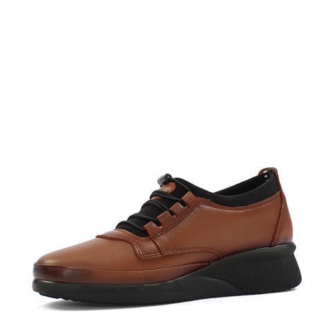 Kadın Taba Bağcıklı Dolgu Topuklu Deri Ayakkabı