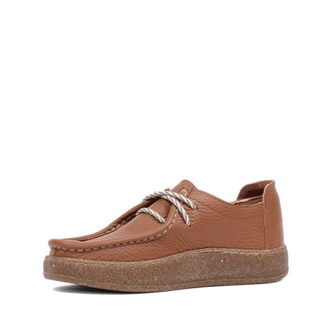 Kadın Taba Bağcıklı Kalın Tabanlı Deri Ayakkabı